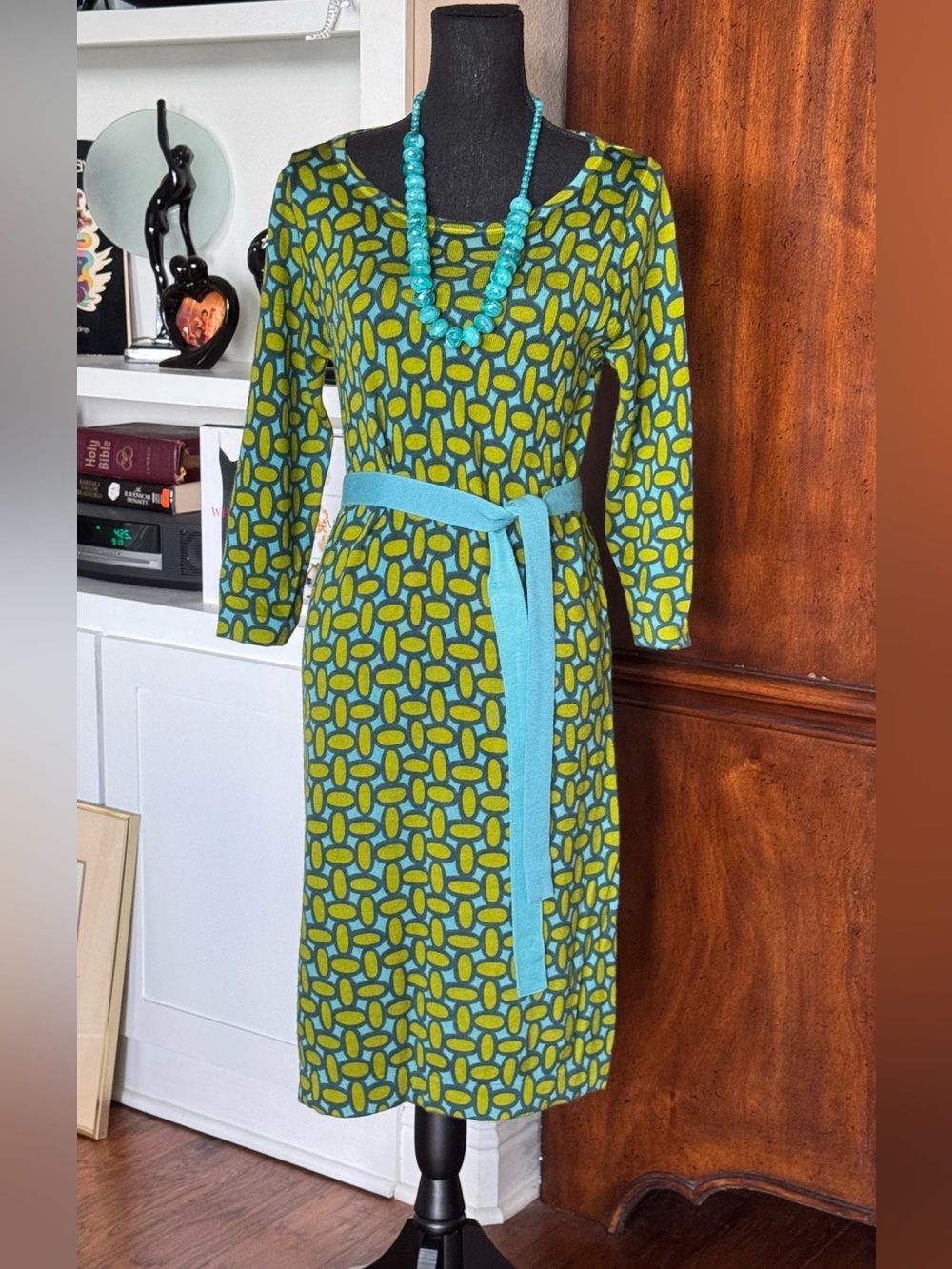 Biden Wool Midi Dress Geometric Patterned